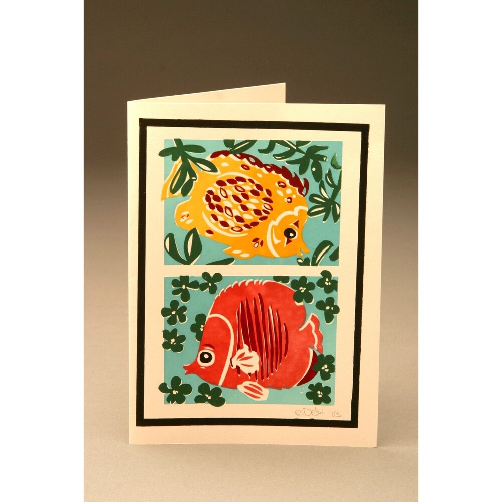 Artisan Serigraph Fish Greeting Card | Hand-Screened Art | White House Artist